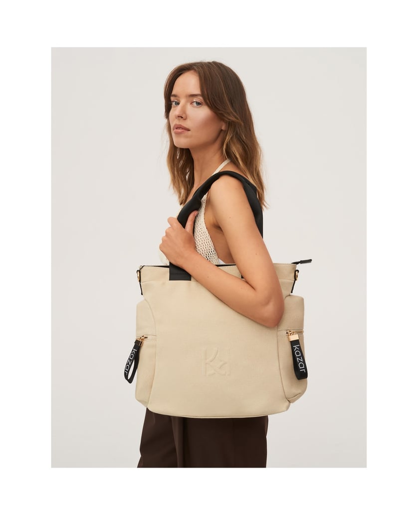 Kazar-Beige-schwarze-Damentasche