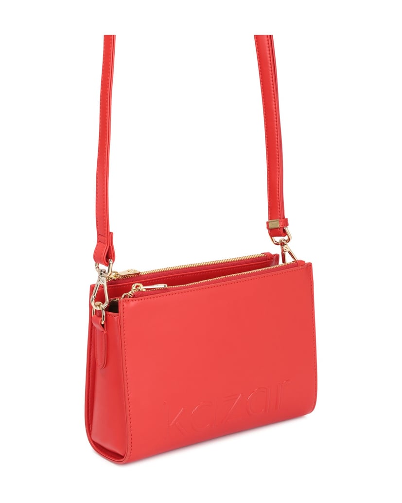 Kazar-Rote-Ledertasche-mit-geprägtem-Logo