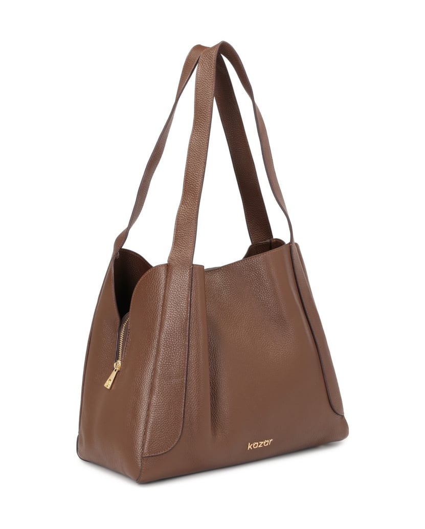 Kazar-Braune-Umhängetasche-aus-genarbtem-Leder-braun