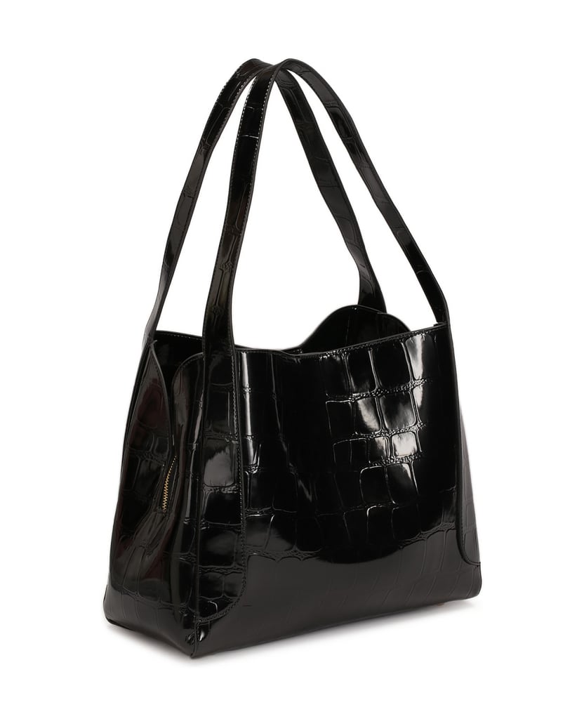 Kazar-Umhängetasche-aus-geprägtem-Lackleder-schwarz