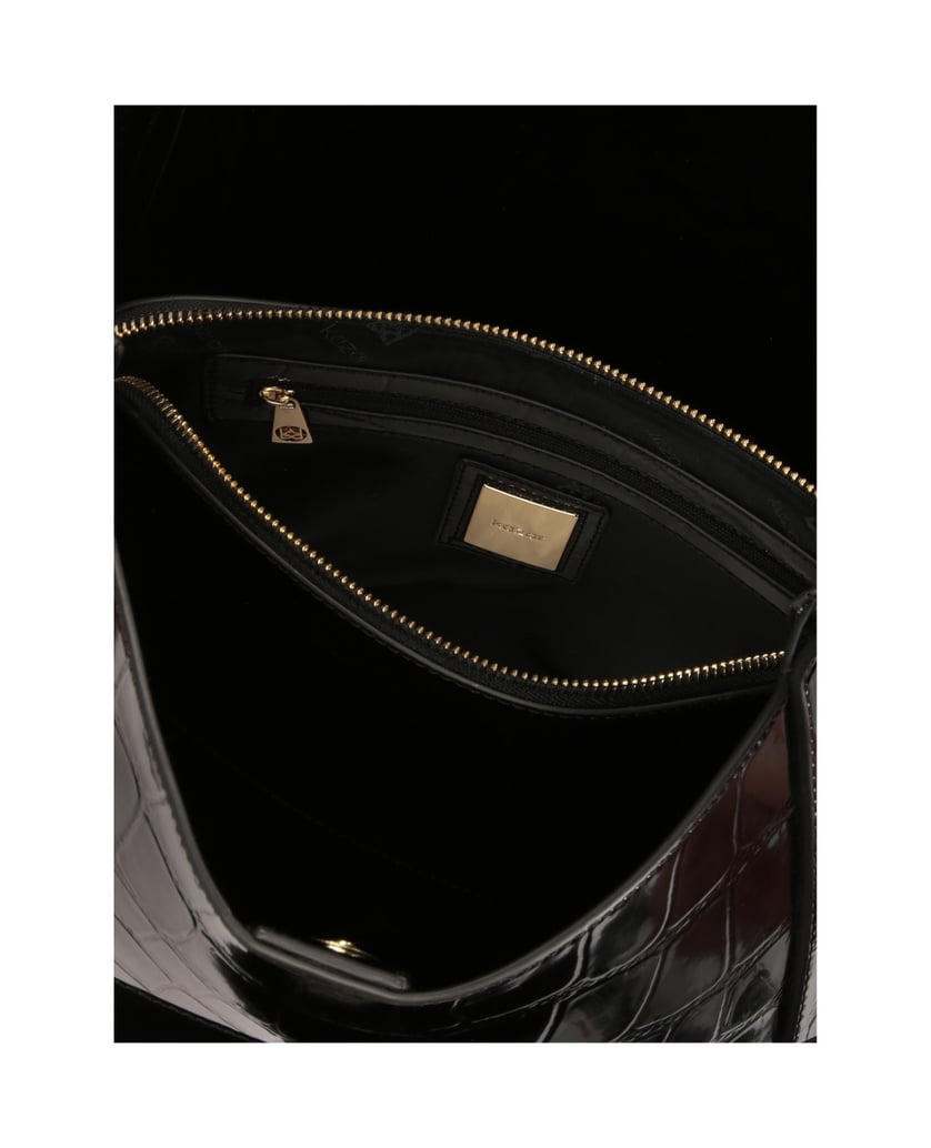 Kazar-Umhängetasche-aus-geprägtem-Lackleder-schwarz