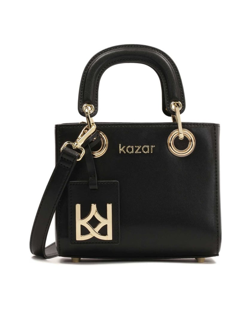 Kazar-Kleine-Ledertasche-mit-beweglichen-Griff-schwarz