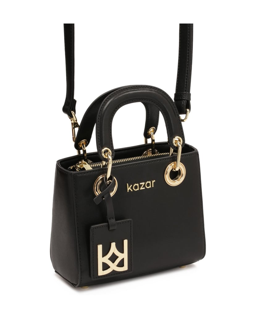 Kazar-Kleine-Ledertasche-mit-beweglichen-Griff-schwarz
