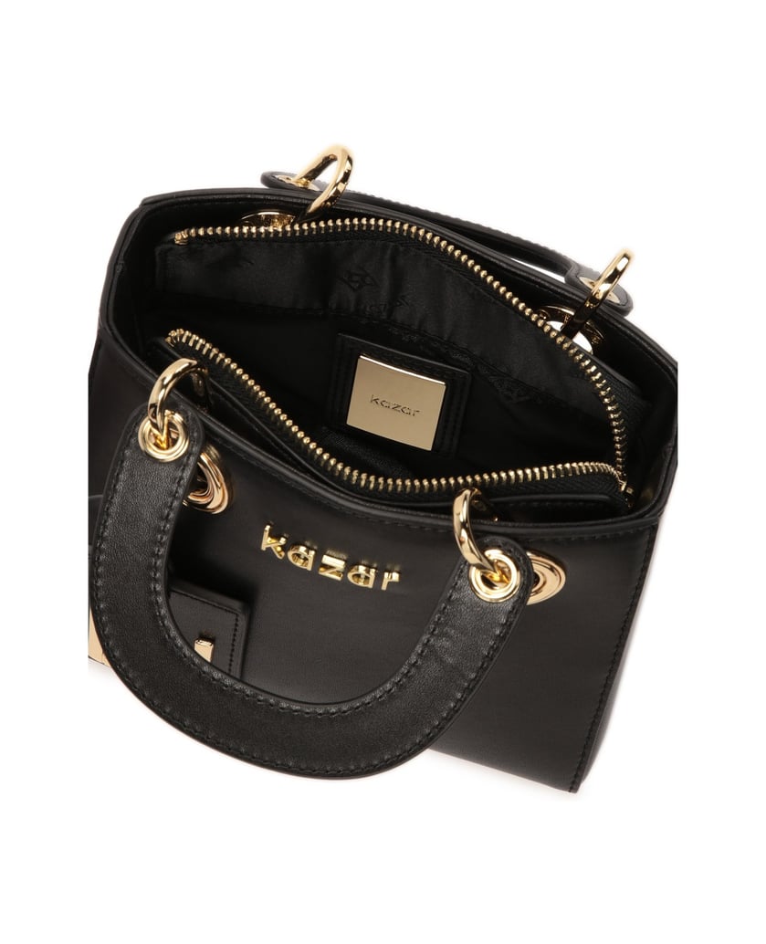 Kazar-Kleine-Ledertasche-mit-beweglichen-Griff-schwarz