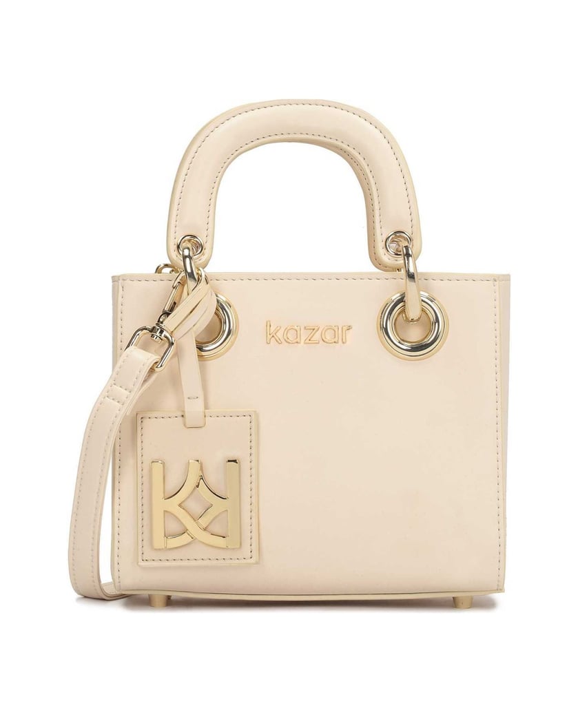 Kazar-Kleine-Ledertasche-mit-Griffen-beige