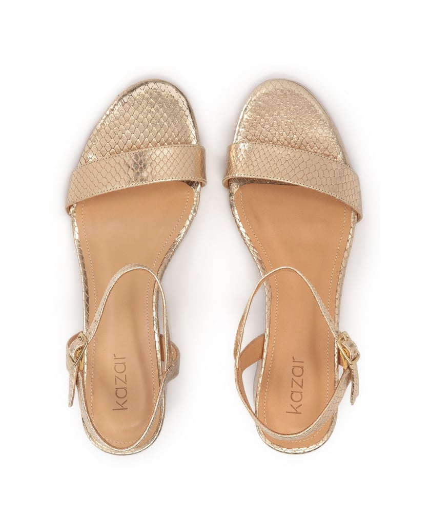 Kazar-Gold-low-heeled-sandals-zlatá