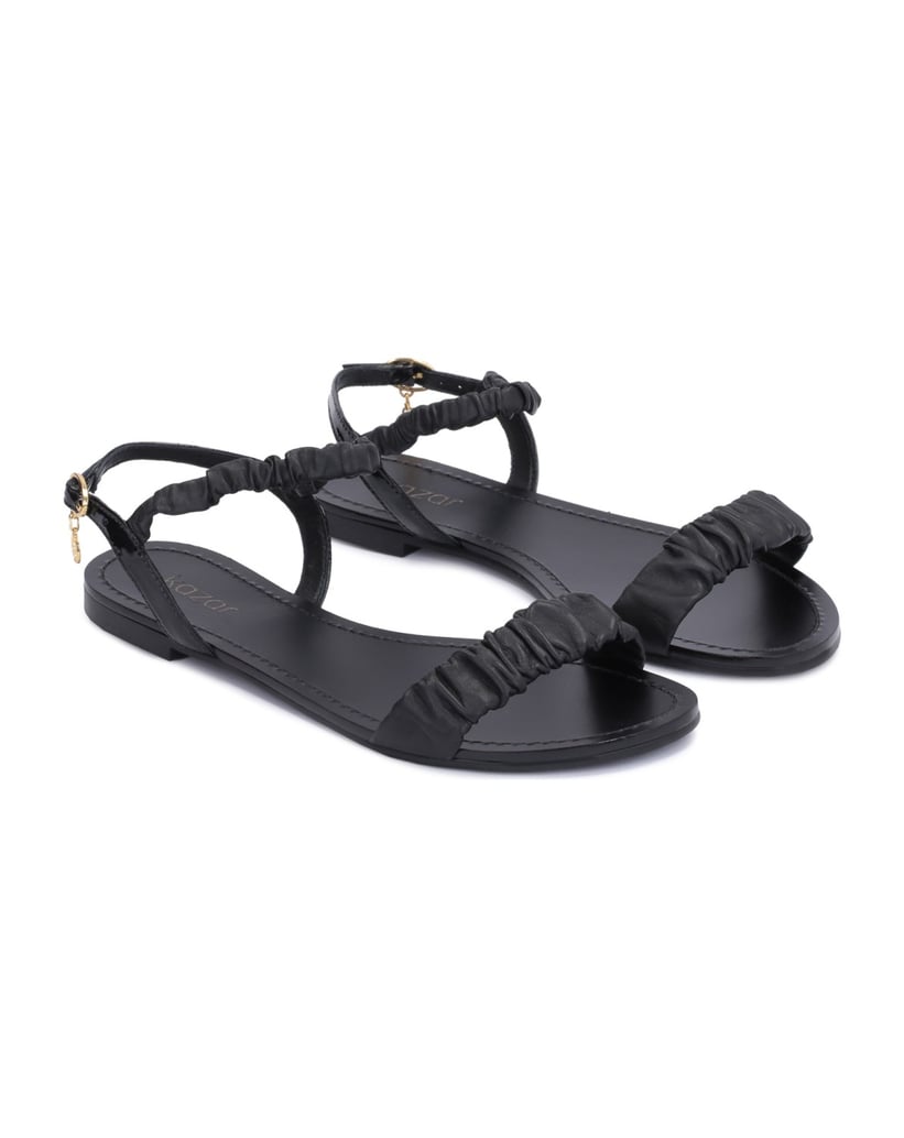 Kazar-Schwarze-Damen-Sandalen-mit-gerafftem-Ri-schwarz