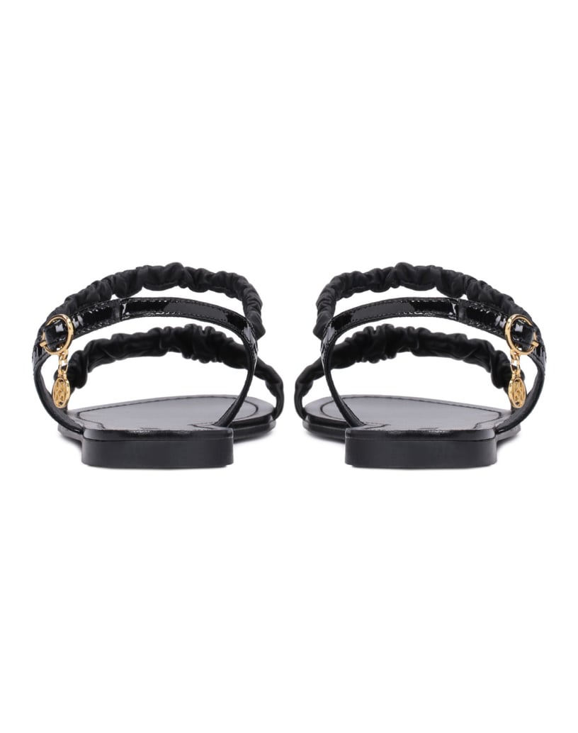 Kazar-Schwarze-Damen-Sandalen-mit-gerafftem-Ri-schwarz