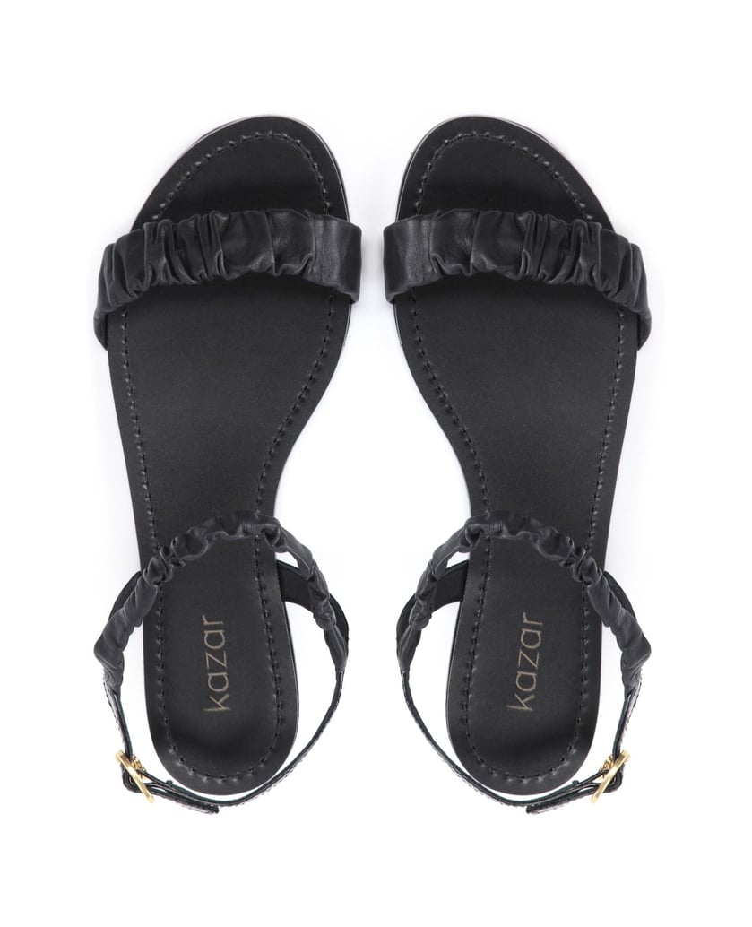 Kazar-Schwarze-Damen-Sandalen-mit-gerafftem-Ri-schwarz
