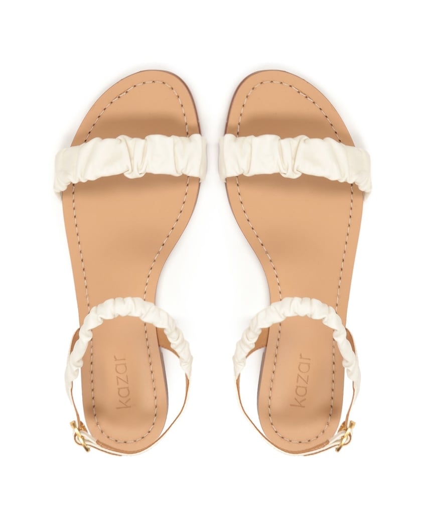 Kazar-Leather-flat-sandals-with-crinkled-straps-biela