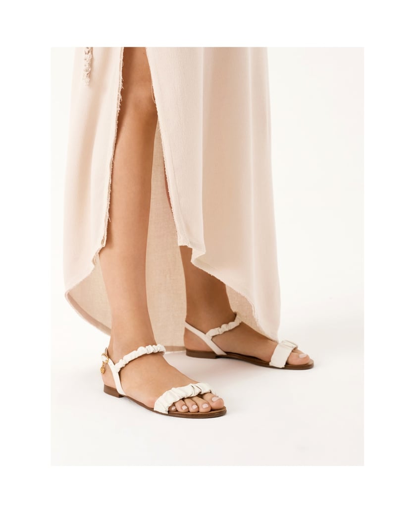 Kazar-Leather-flat-sandals-with-crinkled-straps-biela