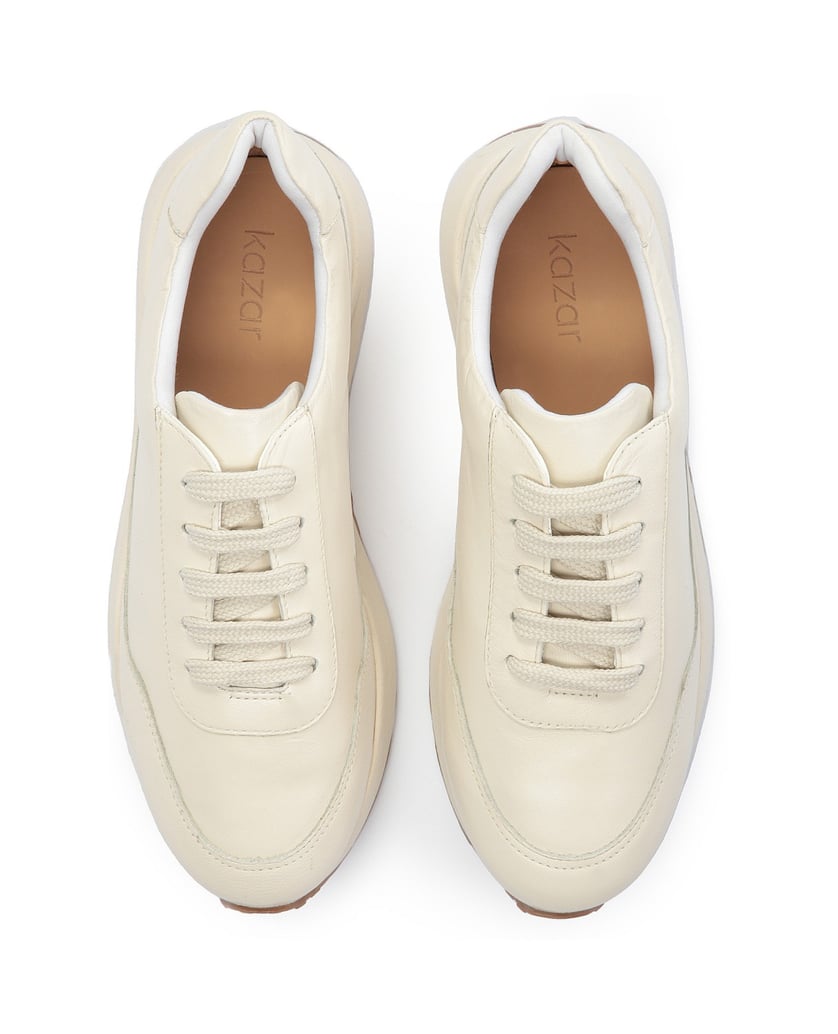 Kazar-Damen-Sneakers-aus-cremefarbenem-Leder-m-weiss