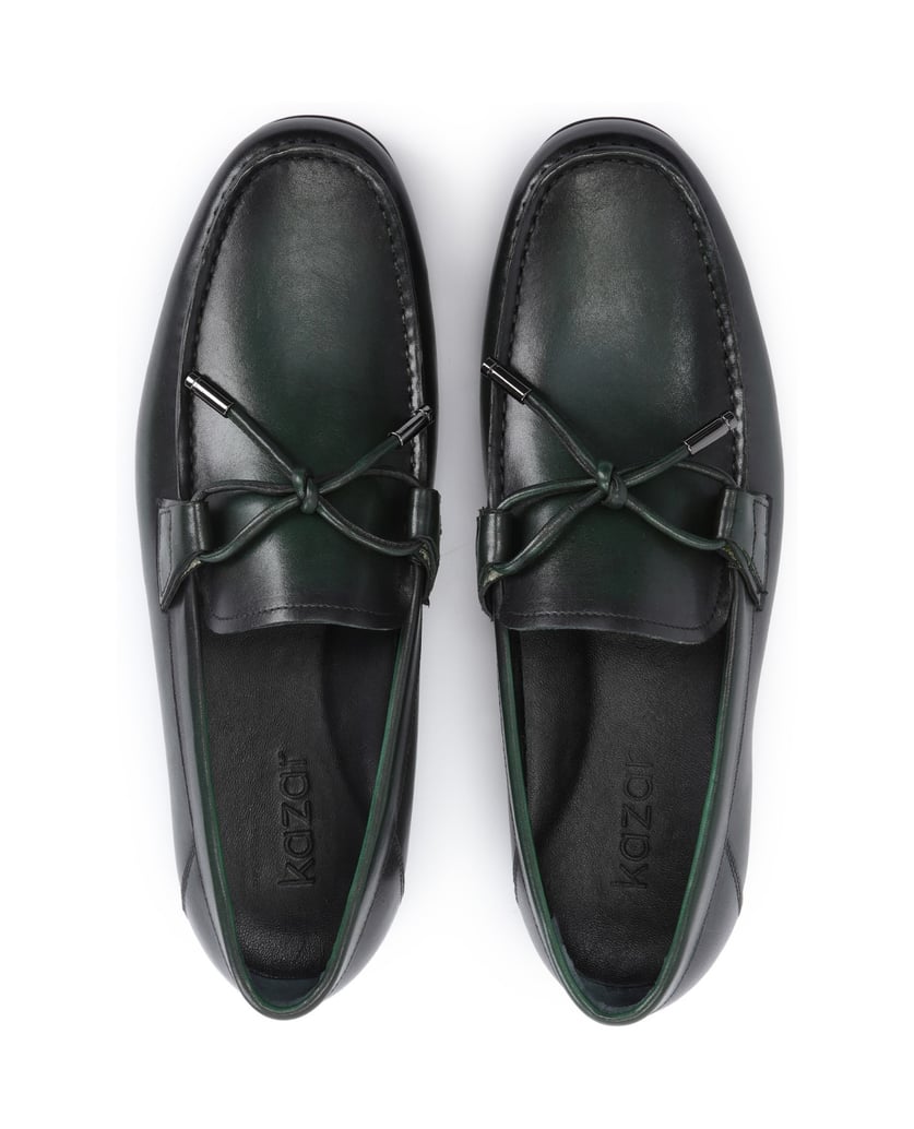 Kazar-Grüne-Mokassins-für-Herren-aus-glattem-V