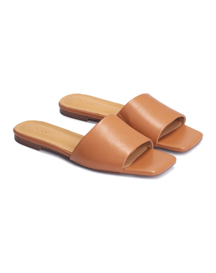 Kazar-Flache-Pantoletten-aus-hellbraunem-Leder