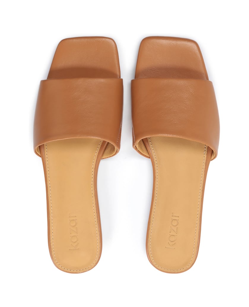 Kazar-Flache-Pantoletten-aus-hellbraunem-Leder
