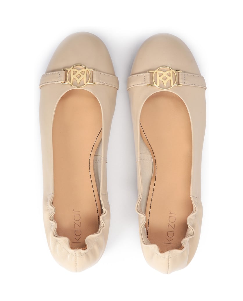 Kazar-Ballerinas-aus-beigem-Leder-für-Damen-mi