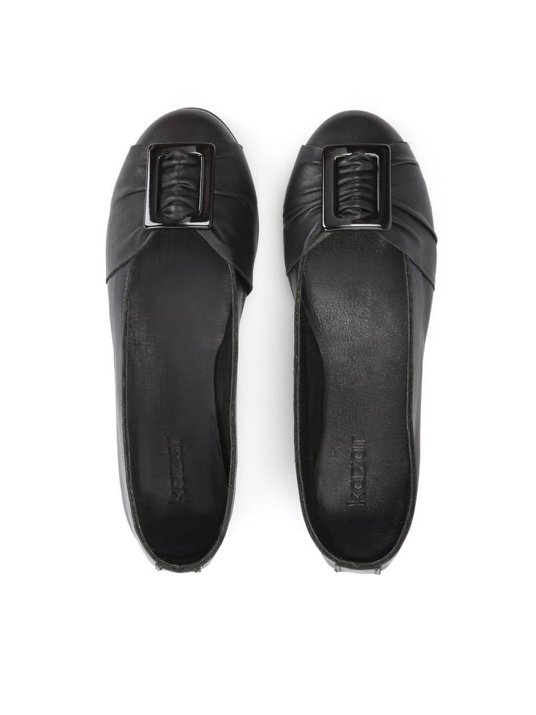 Kazar-Klassische-schwarze-Lederballerinas-mit