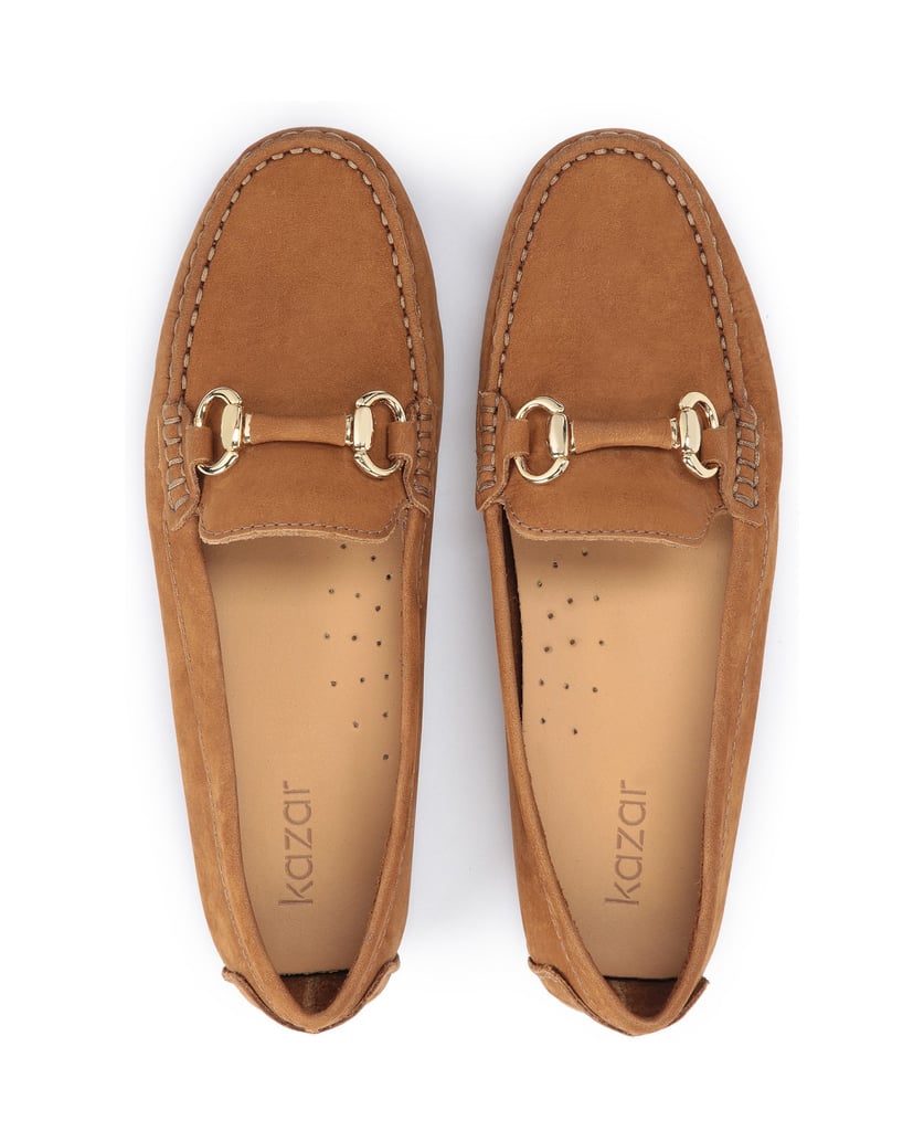 Kazar-Ingwerfarbene-Mokassins-für-Damen-mit-Me-braun
