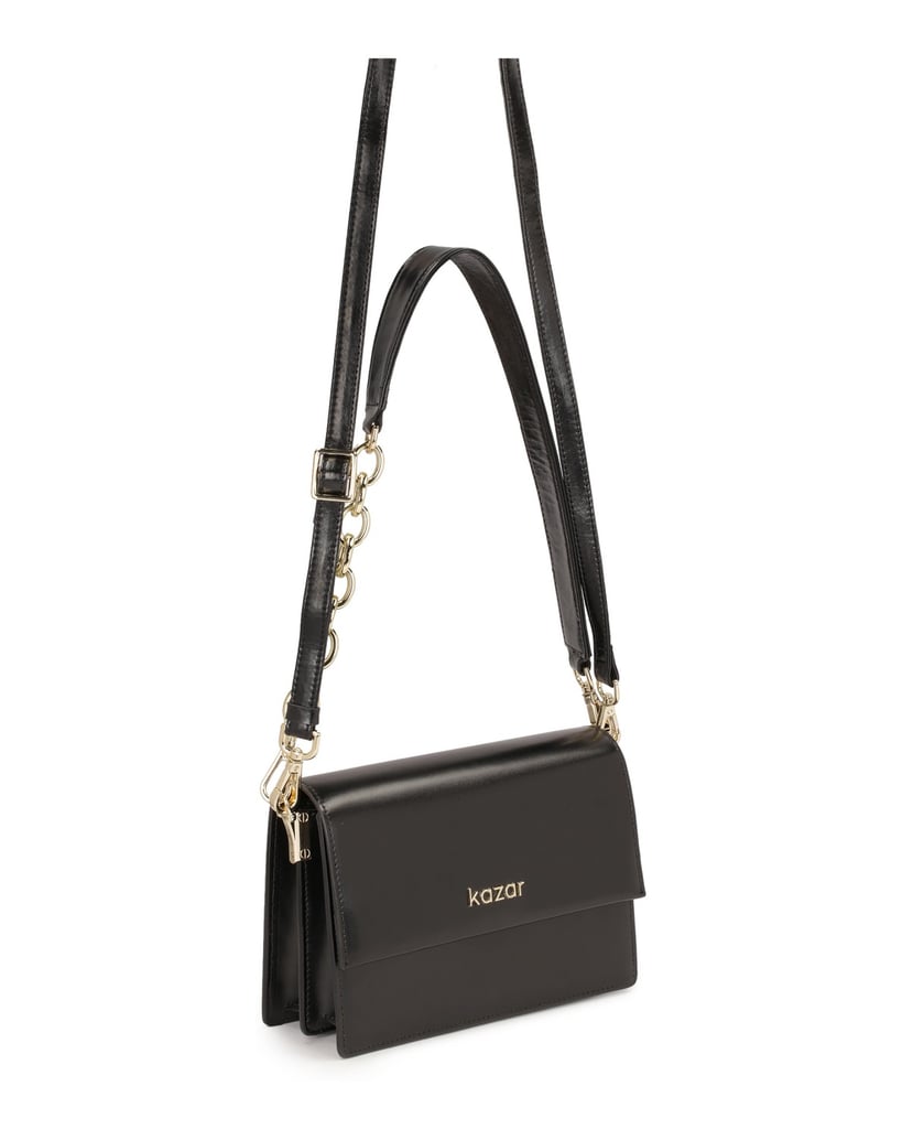 Kazar-Small-leather-handbag-with-rigid-construction-čierna