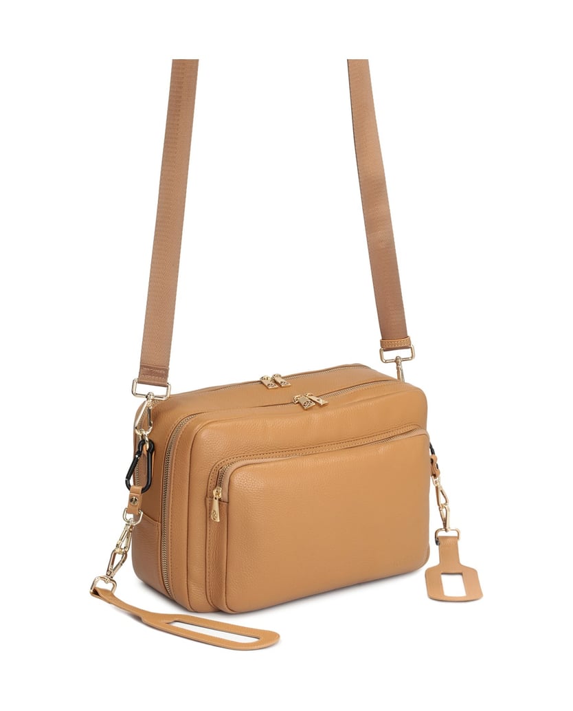 Kazar-Hellbraune-Ledertasche-Mama-Tasche-mit-D