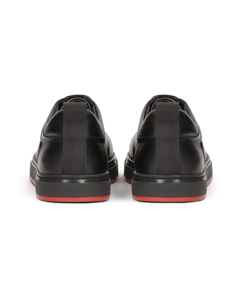 Kazar-Schwarze-Sneakers-aus-Leder-mit-Perforat-schwarz