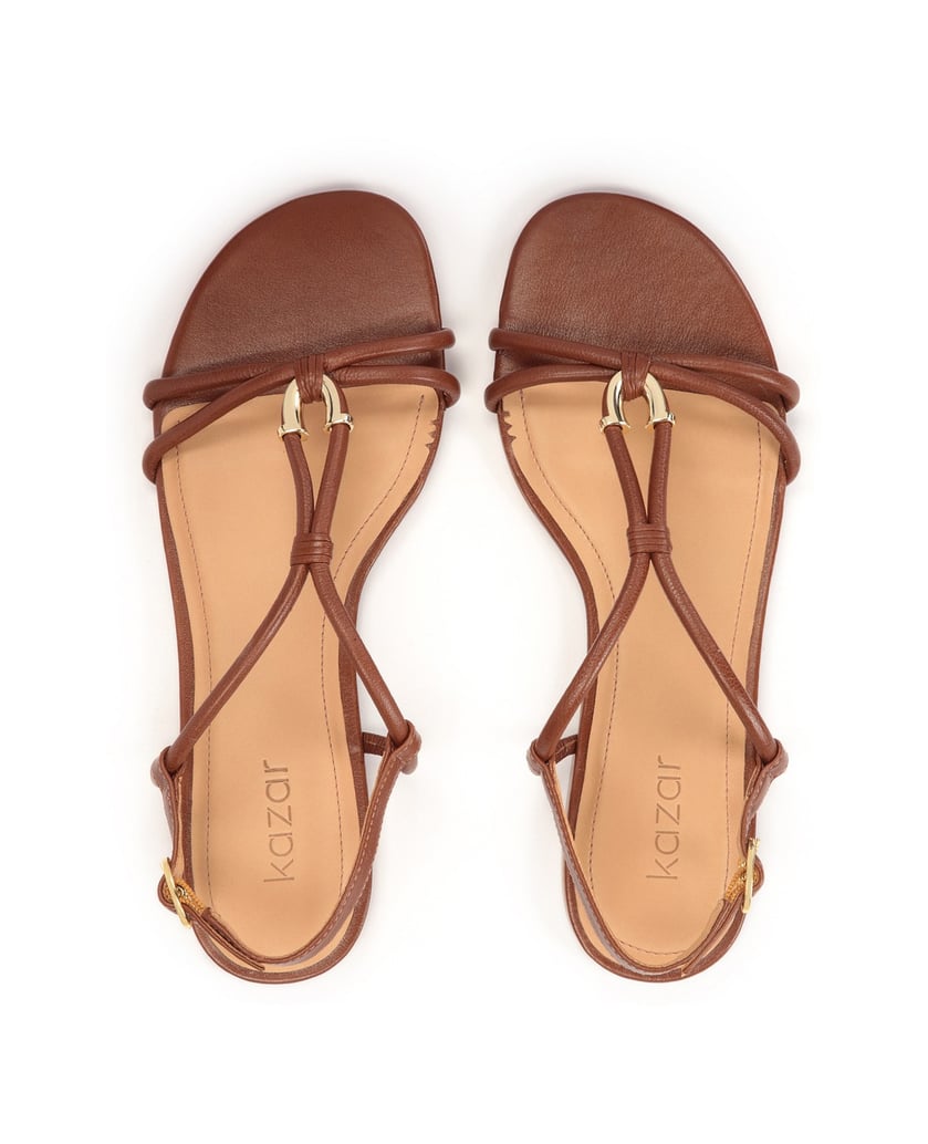 Kazar-Braune-flache-Sandalen-aus-Vollnarbenled-braun