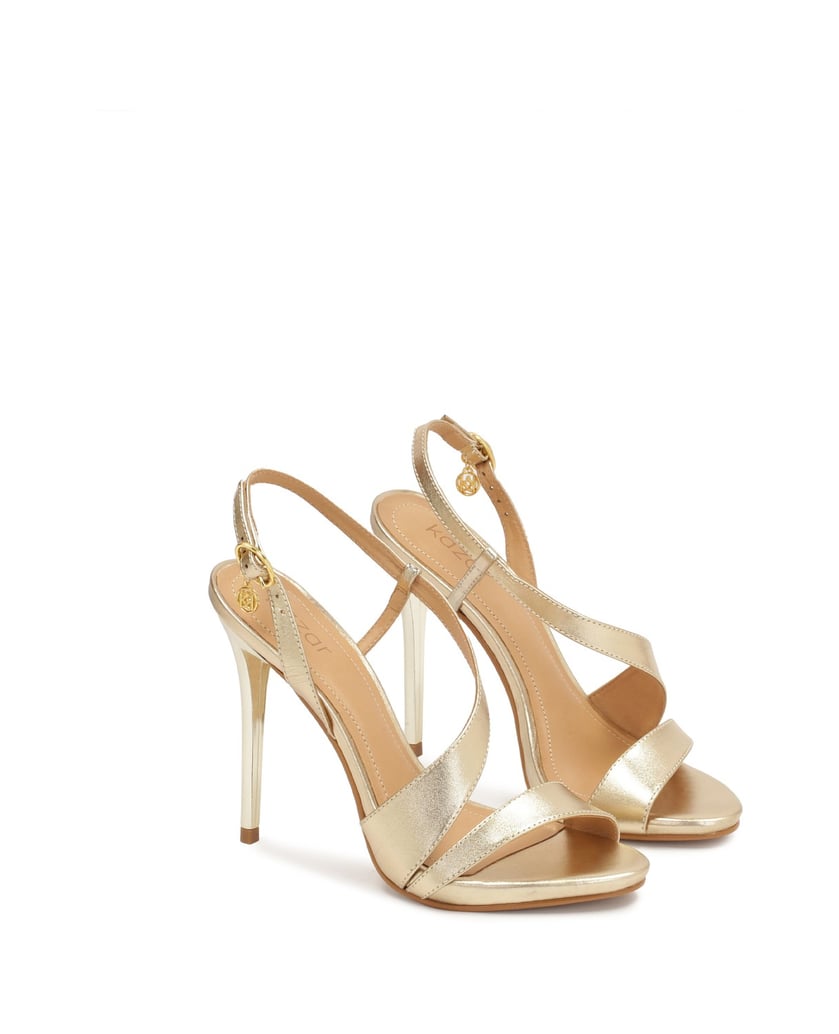Kazar-Gold-leather-heeled-sandals-zlatá