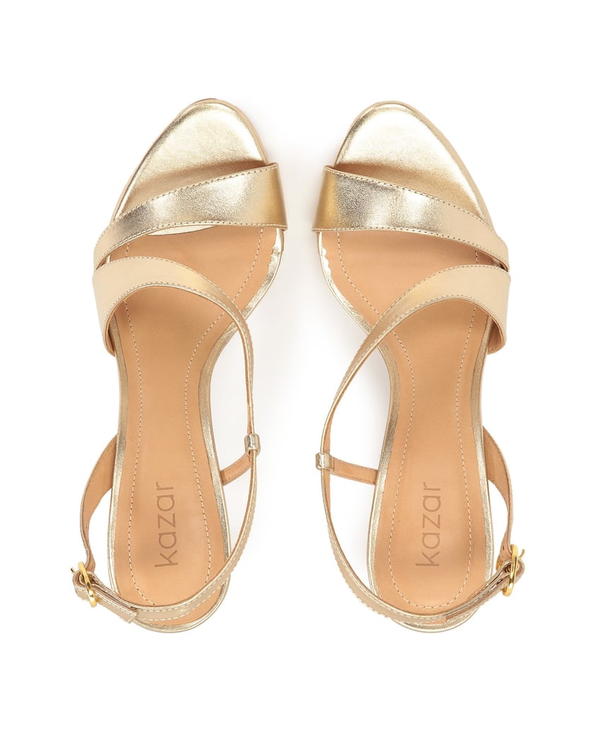 Kazar-Gold-leather-heeled-sandals-zlatá