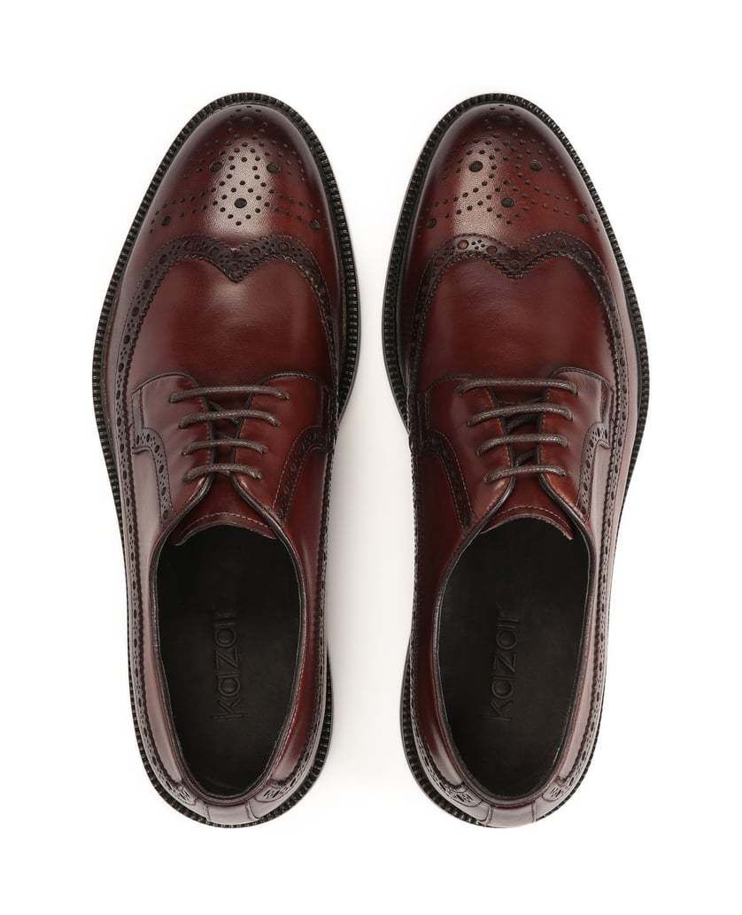 Kazar-Elegante-braune-Lederschuhe-mit-Rosetten-braun