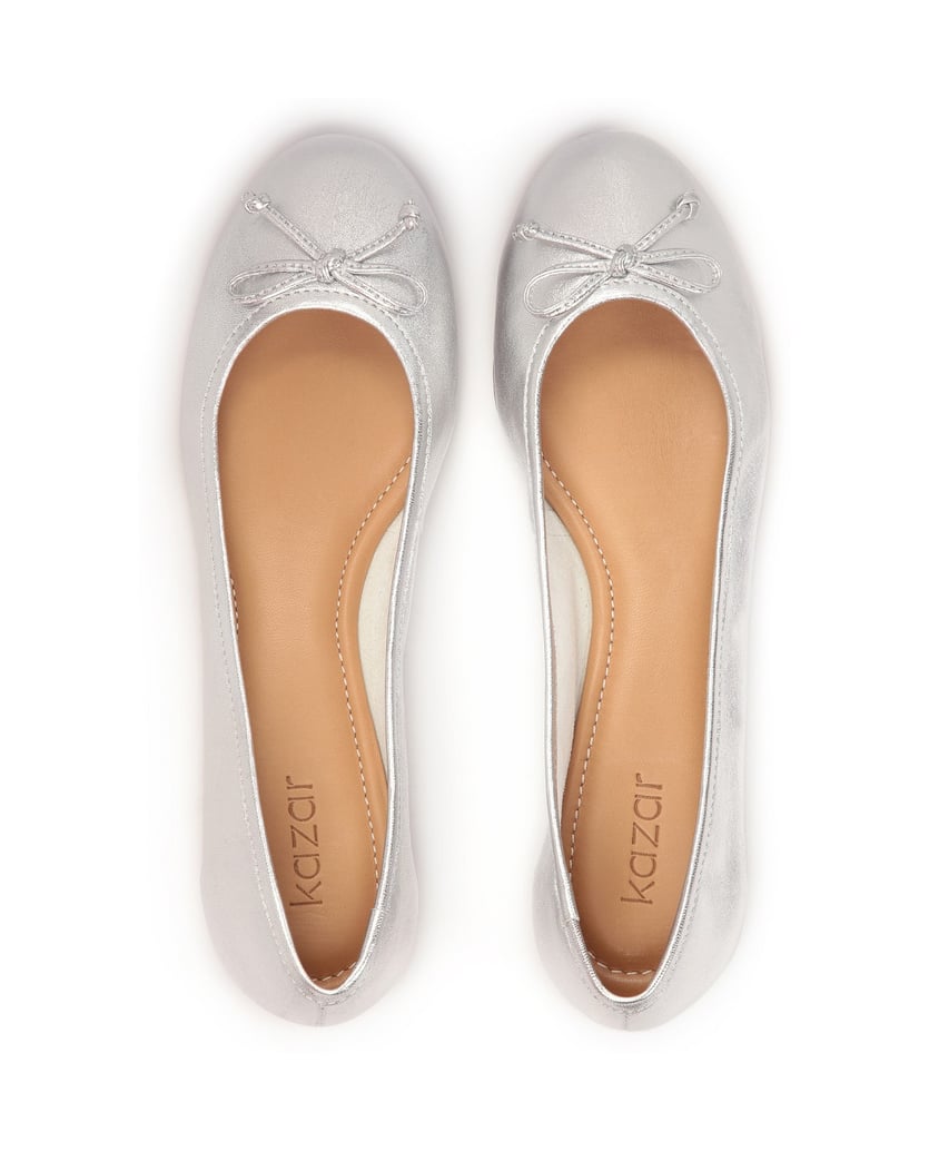 Kazar-Klassische-Ballerinas-mit-runder-Nase-in-silber