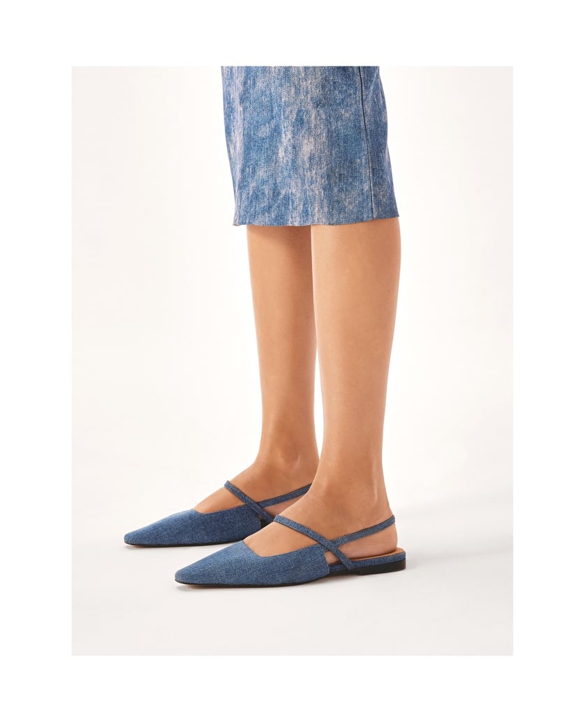 Kazar-Flache-Denim-Ballerinas-mit-verlängerter-blau