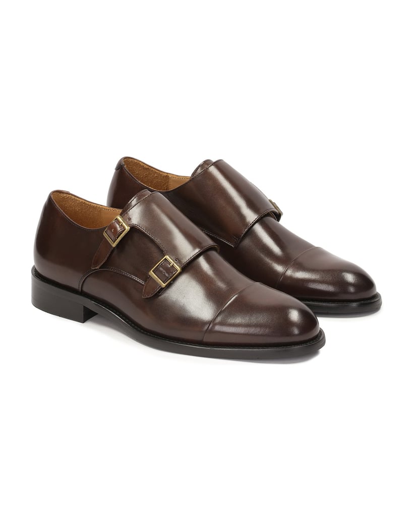 Kazar-Exclusive-leather-monks-with-buckles-hnedá