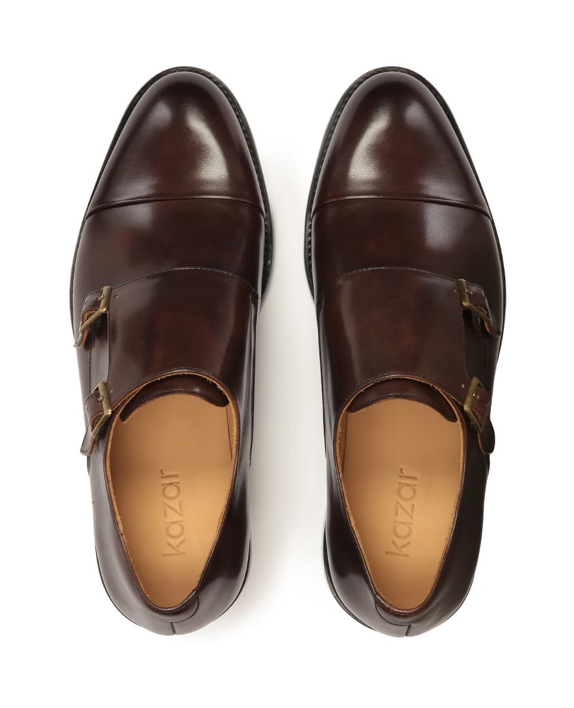 Kazar-Exclusive-leather-monks-with-buckles-hnedá