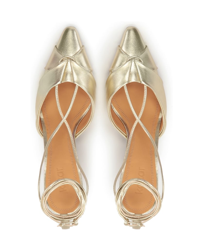 Kazar-Open-heel-pumps-in-gold-color-zlatá
