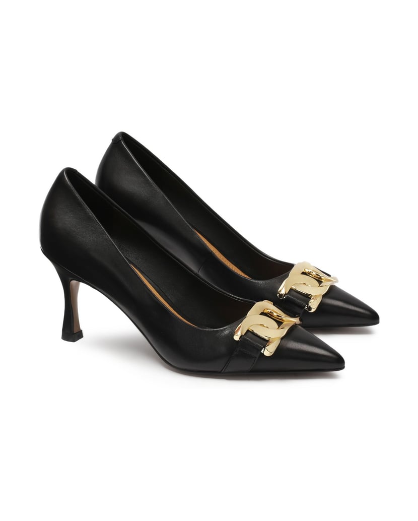 Kazar-Zeitlose-Pumps-mit-Goldverzierung-auf-der-Nase-schwarz