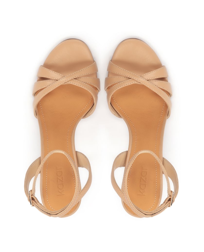 Kazar-Beigefarbene-Sandalen-mit-hohem,-schmale-beige