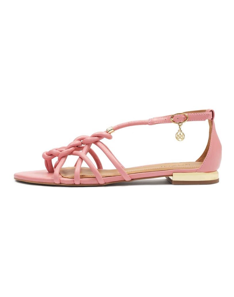 Kazar-Pink-sandals-with-flat-gold-heel-růžová