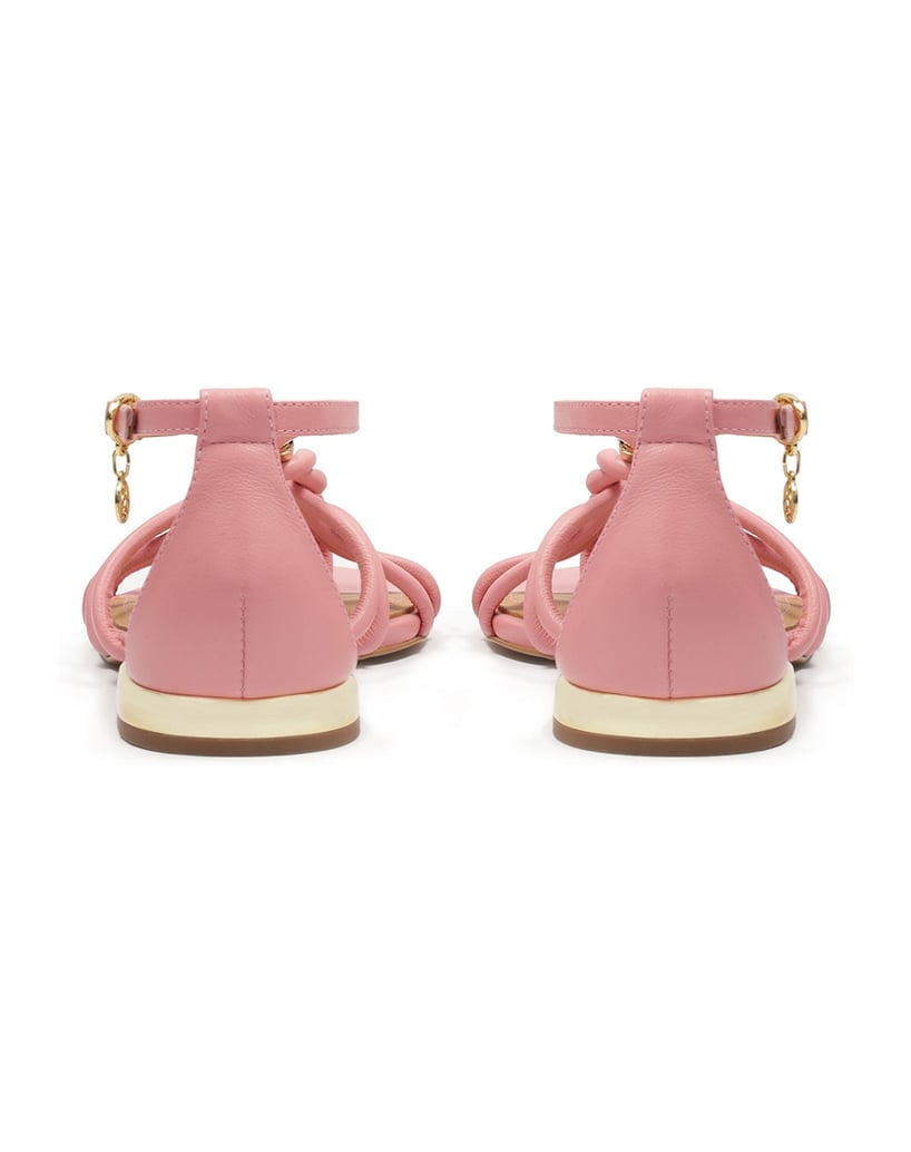 Kazar-Pink-sandals-with-flat-gold-heel-růžová