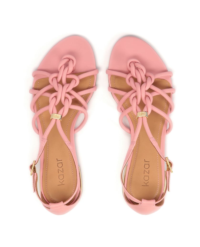 Kazar-Pink-sandals-with-flat-gold-heel-růžová