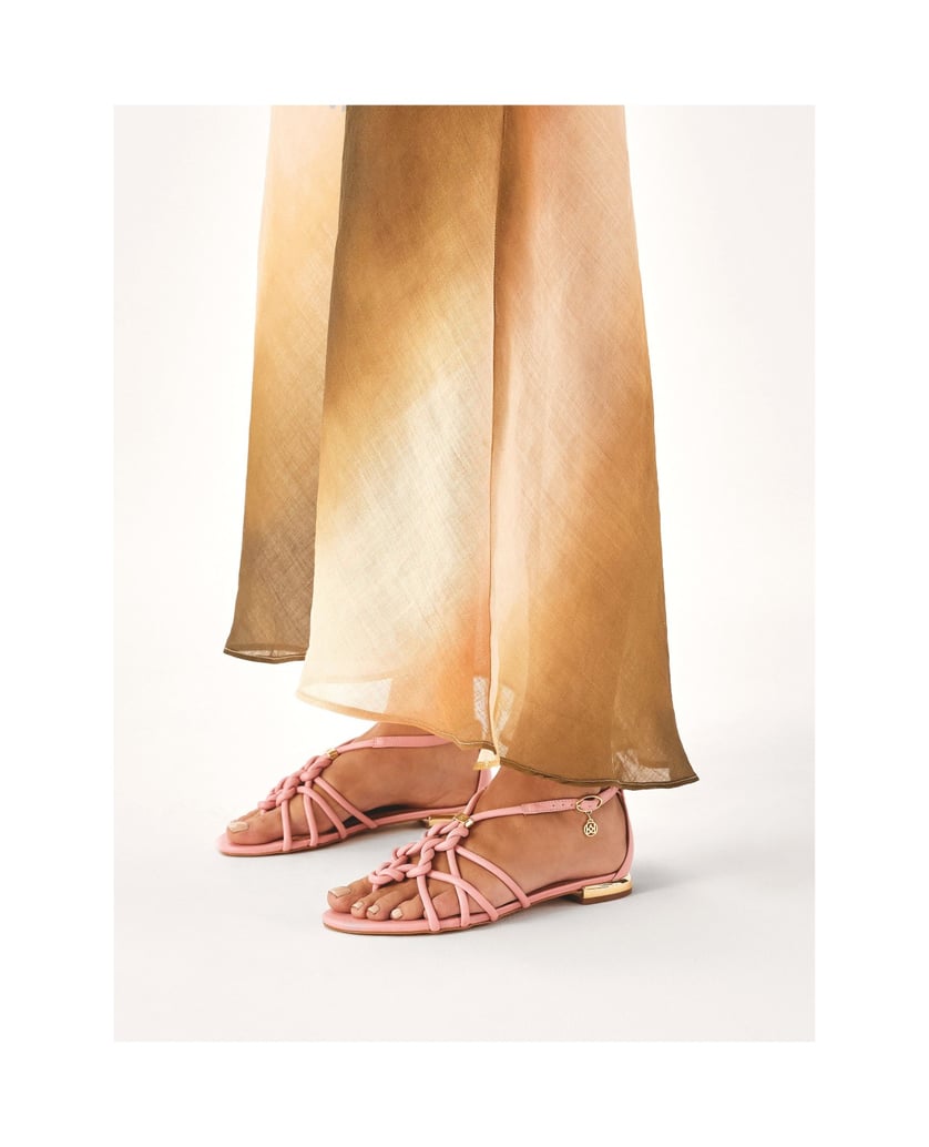Kazar-Pink-sandals-with-flat-gold-heel-růžová