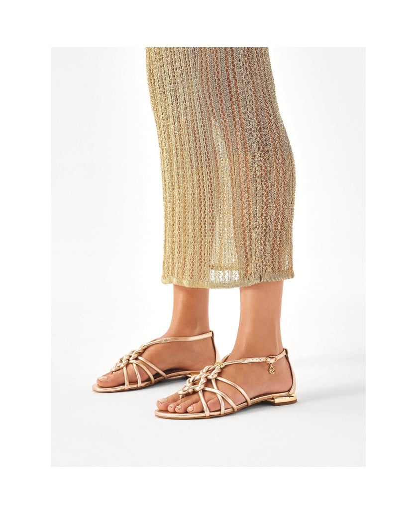 Kazar-Goldfarbene-Flip-Flop-Sandalen-mit-versc-gold