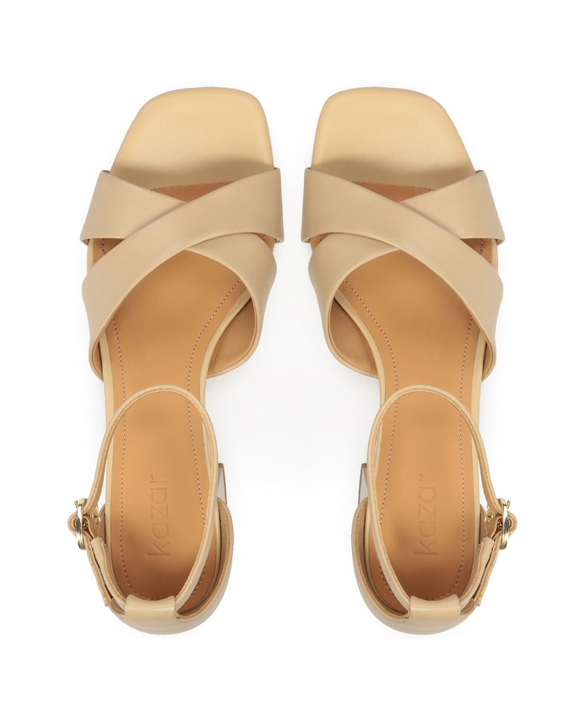 Kazar-Beigefarbene-Sandaletten-mit-breitem-Abs-beige