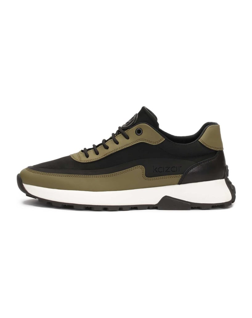 Kazar-Schnürsenkel-Sneakers-in-Kontrastfarben-oliv