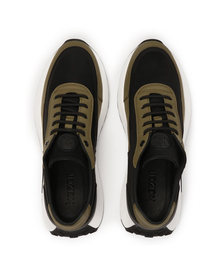 Kazar-Schnürsenkel-Sneakers-in-Kontrastfarben-oliv