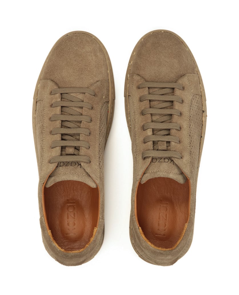 Kazar-Taupe-sneakers-with-perforations-on-the-upper-tmavošedá