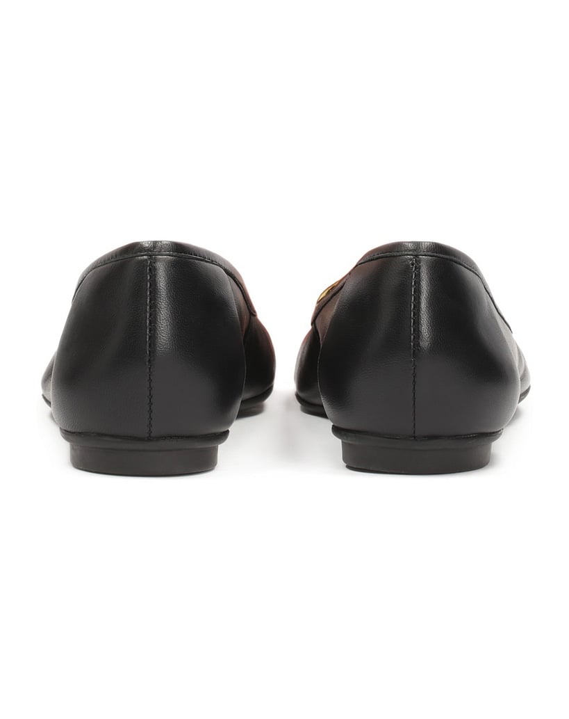 Kazar-Black-leather-ballerinas-with-large-metal-embellishment-černá