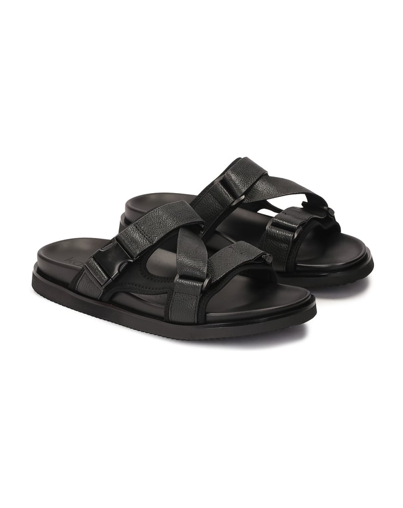 Kazar-Rutschen-aus-Leder-für-Herren-in-schwarz-schwarz