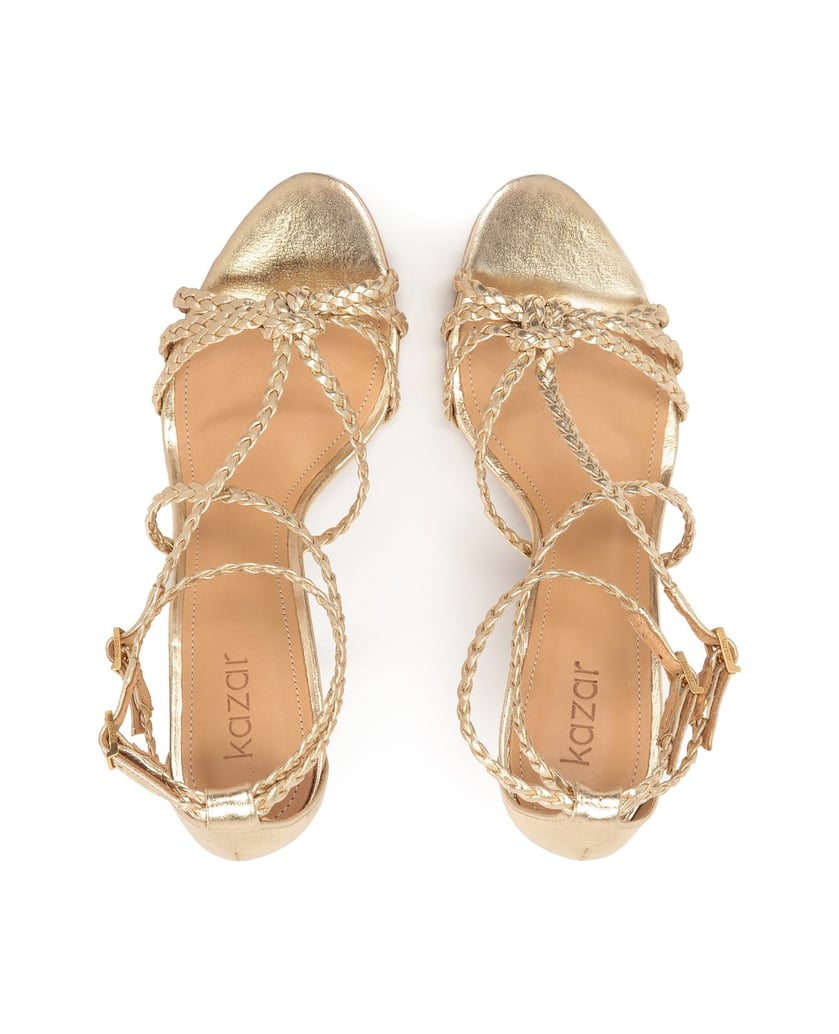 Kazar-Gold-heeled-sandals-with-braided-straps-zlatá