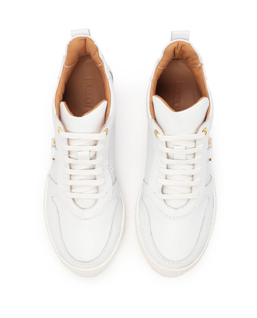 Kazar-Weiße-Sneakers-aus-Leder-mit-Perforation-weiss