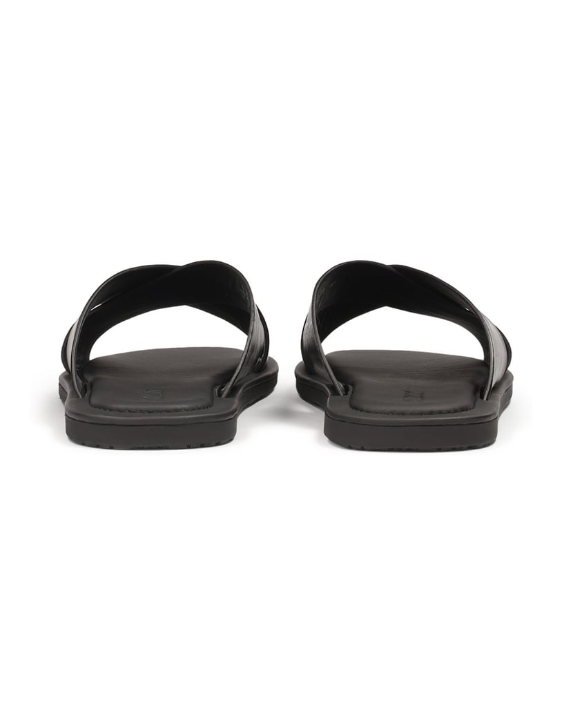 Kazar-Minimalist-black-leather-slides-černá